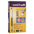 VISION NEEDLE STICK ROLLER BALL PEN, FINE 0.7MM, BLACK INK, SILVER BARREL, DOZEN