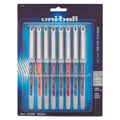 VISION NEEDLE STICK ROLLER BALL PEN, FINE 0.7MM, ASSORTED INK, SILVER BARREL, 8/SET
