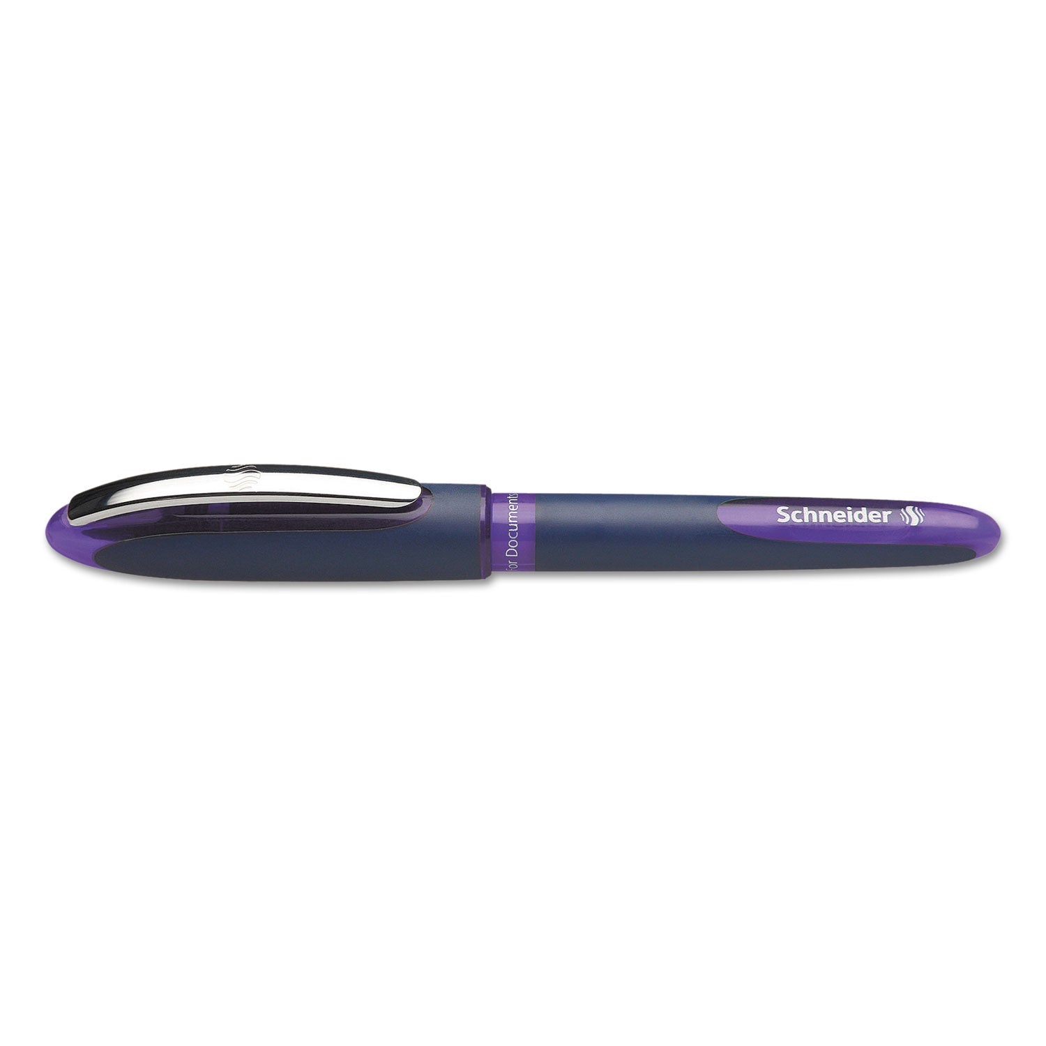 SCHNEIDER ONE BUSINESS STICK ROLLER BALL PEN, 0.6MM, PURPLE INK, BLUE BARREL, 10/BOX
