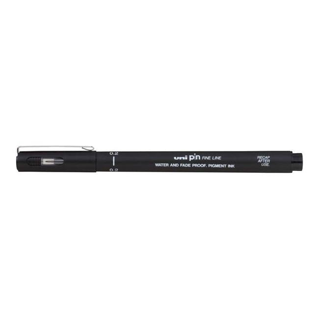 Uni Pin Fineline Permanent 0.2mm Black 02-200