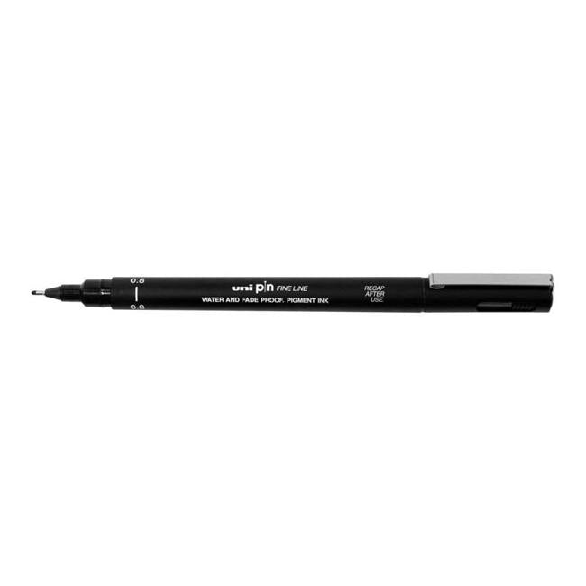 Uni Pin Fineline Permanent 0.8mm Black 08-200